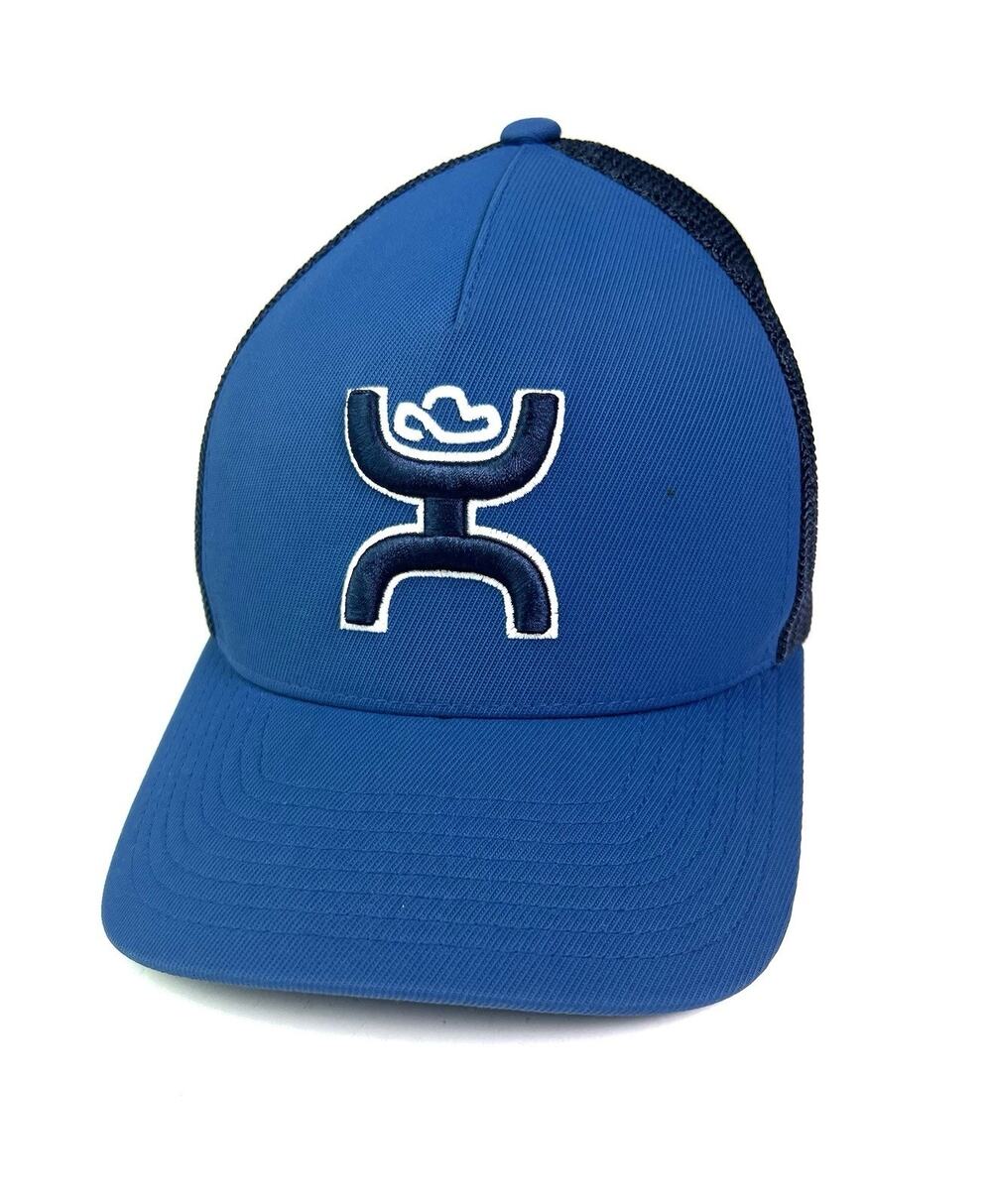HOOey Royal Blue W/ Navy Logo Trucker Mesh Adjustable Snapback Cap Hat Sz. L/XL